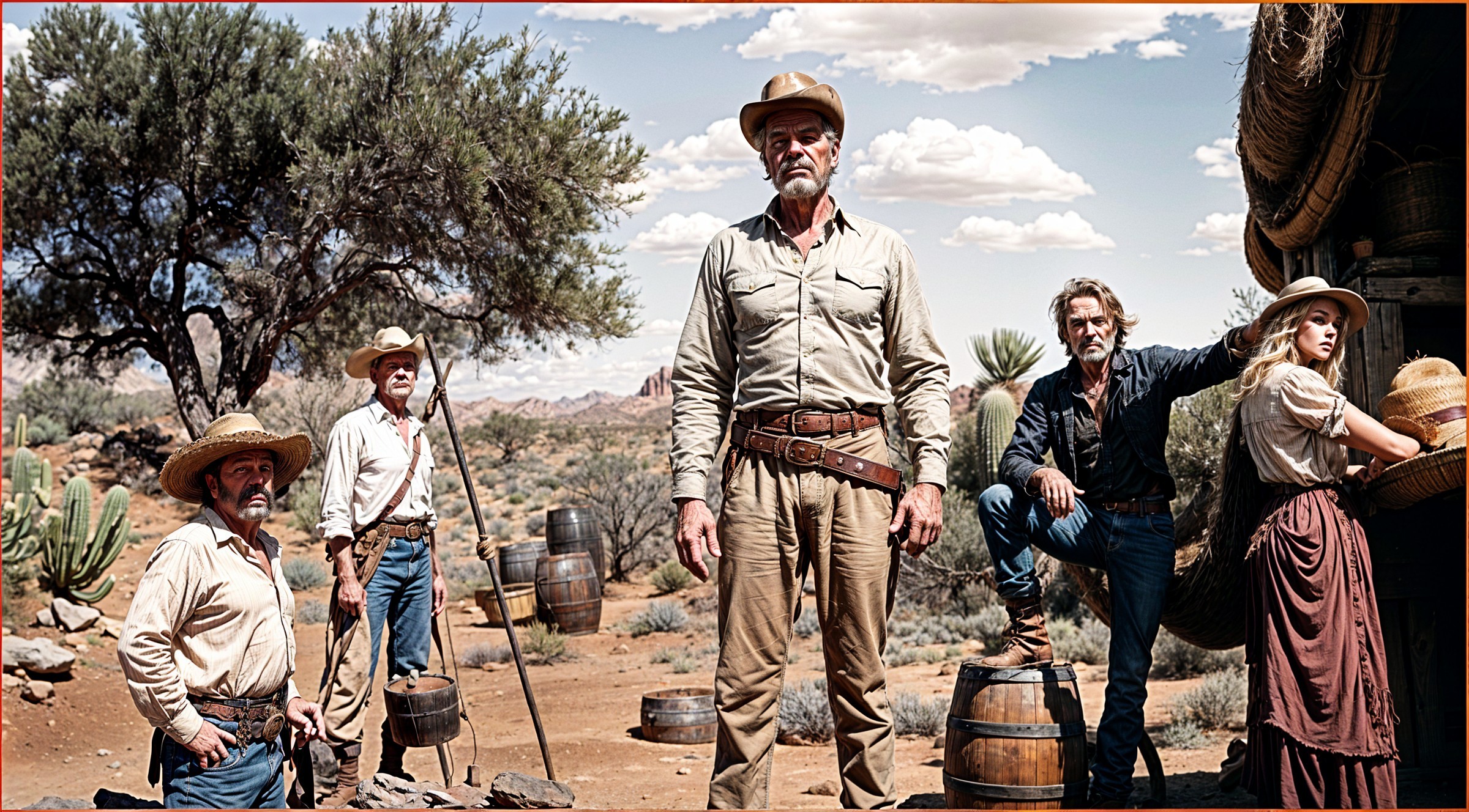 Group of Five in Rugged Desert Landscape Setting