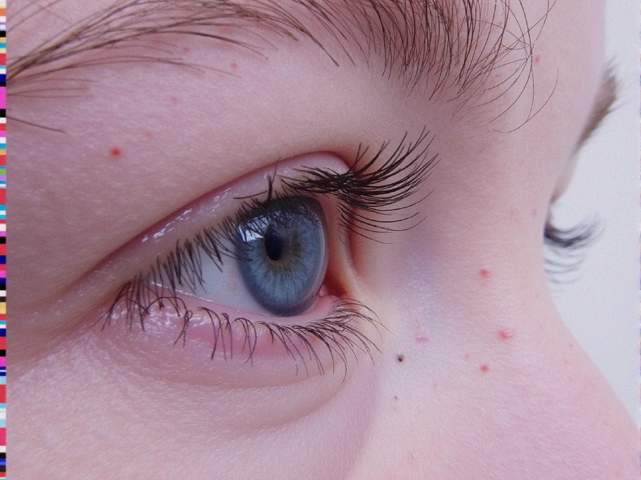 Close-up of a human eye with blue iris details
