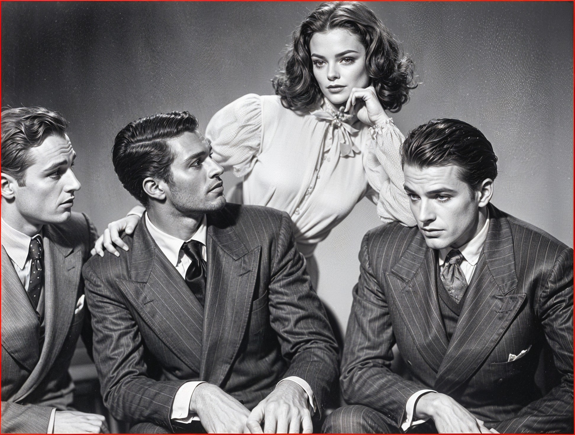 Monochrome Portrait of 1940s Fashion and Elegance
