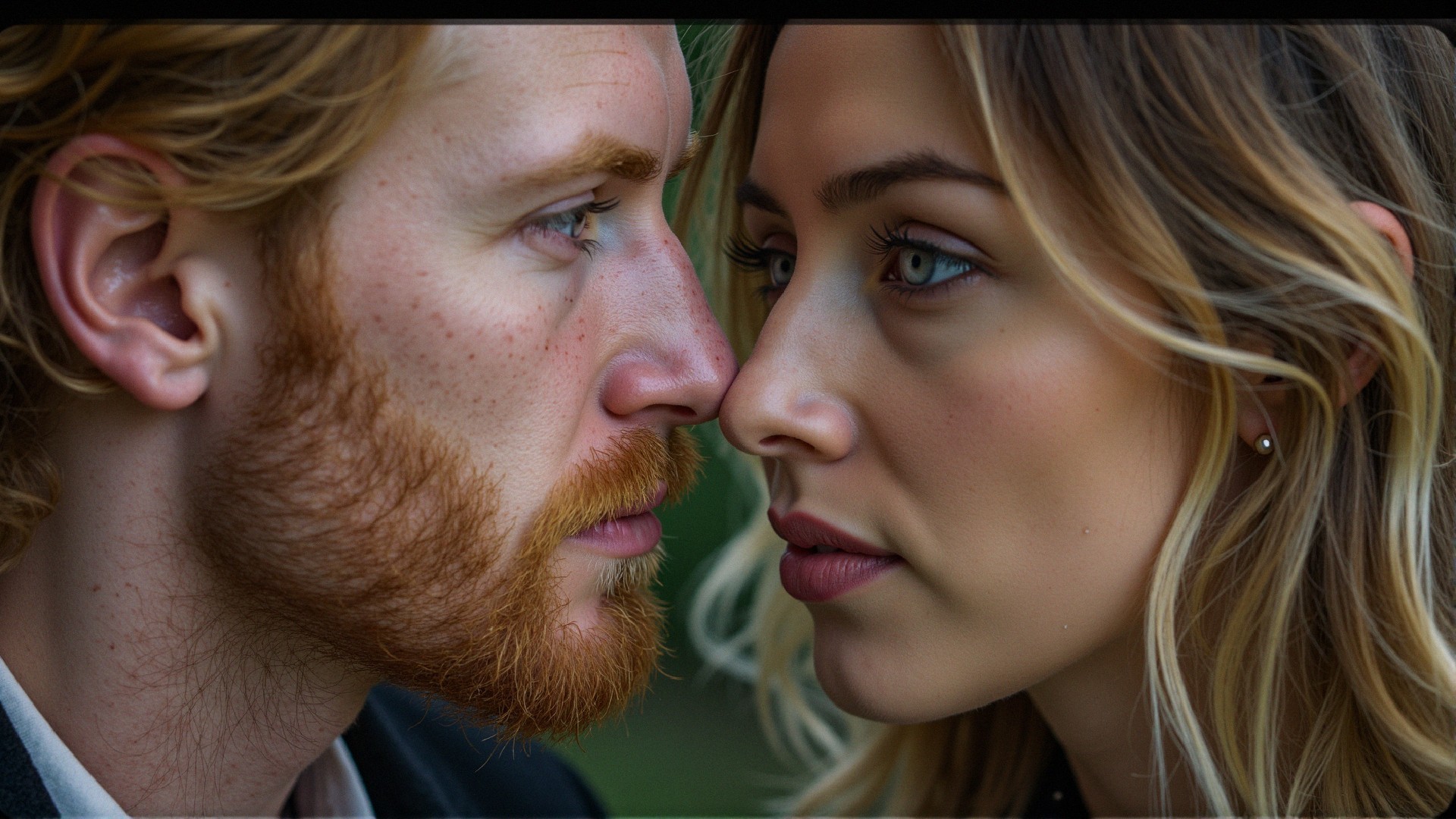 Close-Up Portrait of a Couple with Intense Gaze