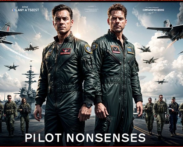 Pilots in Flight Suits with Military Aircraft Backdrop