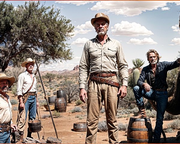 Group of Five in Rugged Desert Landscape Setting