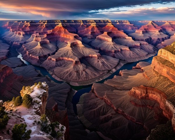 Grand Canyon Sunset with Colorful Rock Formations