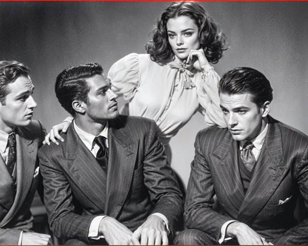 Monochrome Portrait of 1940s Fashion and Elegance