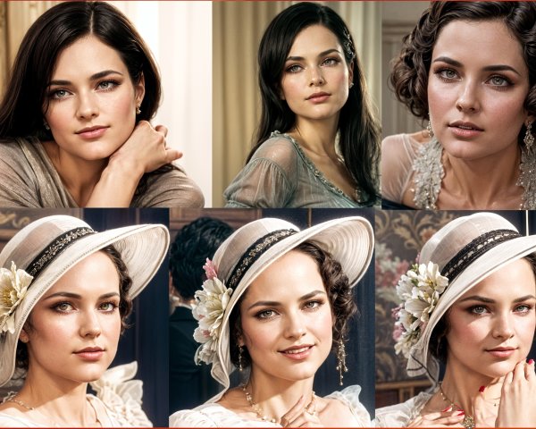 Elegant Portraits of a Woman in Vintage Settings