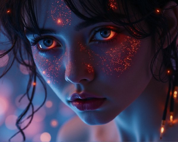 Close-up Portrait of a Young Person with Sparkles