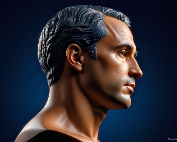 Realistic Male Bust Portrait in Profile with Depth