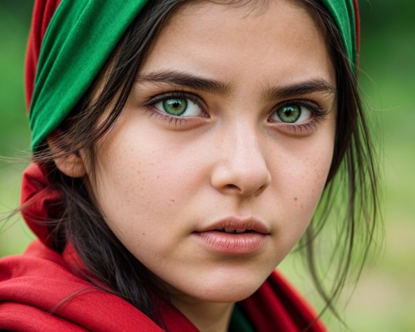 Portrait of a Young Girl with Striking Green Eyes
