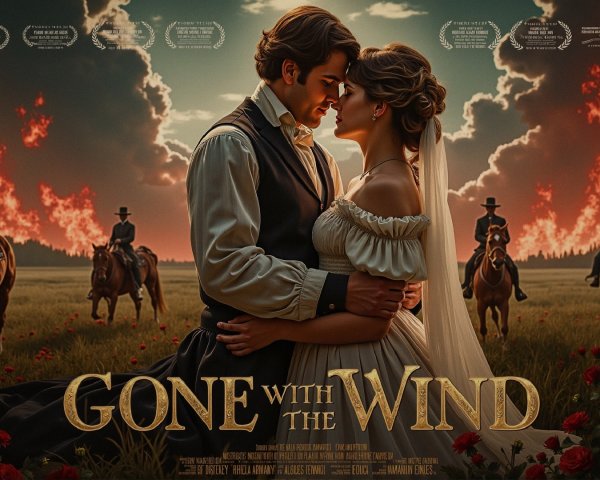 Romantic Scene with Fiery Skies and Roses