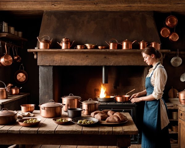 Rustic kitchen with wooden beams and cozy ambiance