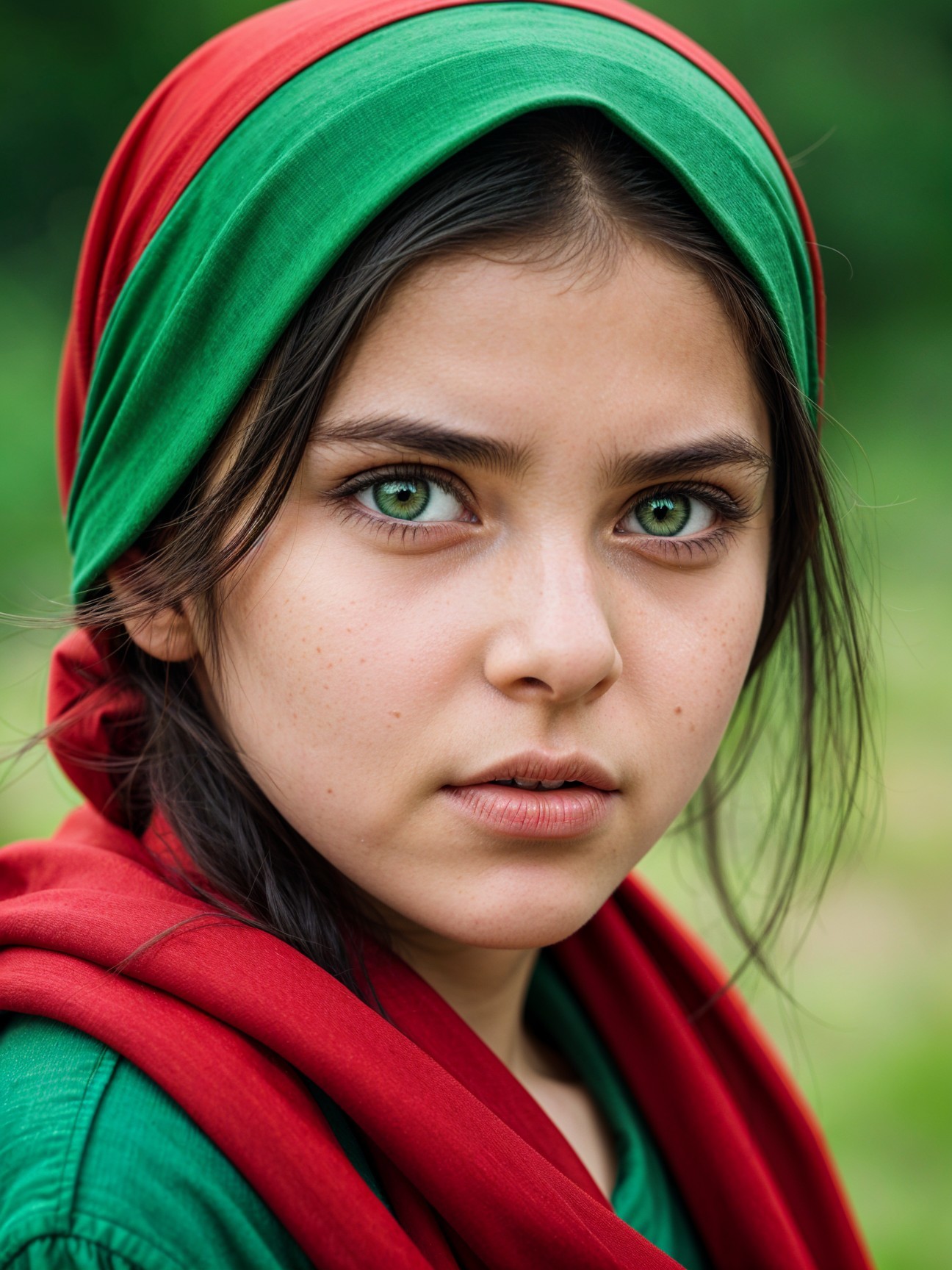 Portrait of a Young Girl with Striking Green Eyes