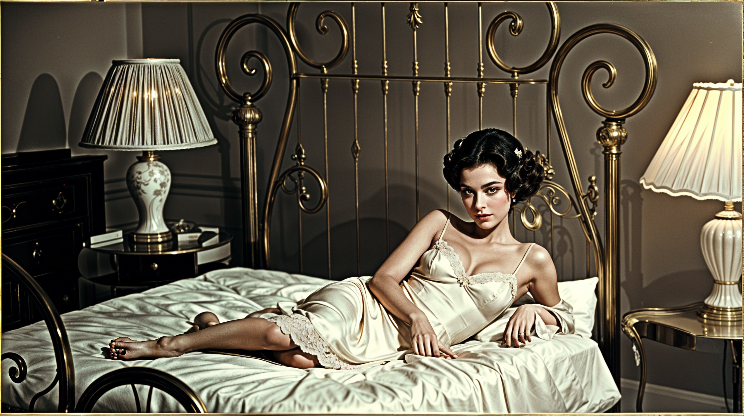 Glamorous Vintage-Inspired Bedroom Scene with Elegance