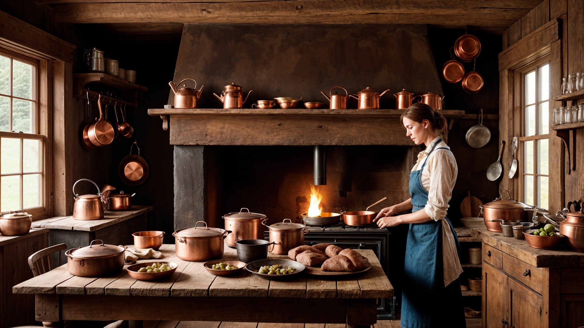 Rustic kitchen with wooden beams and cozy ambiance