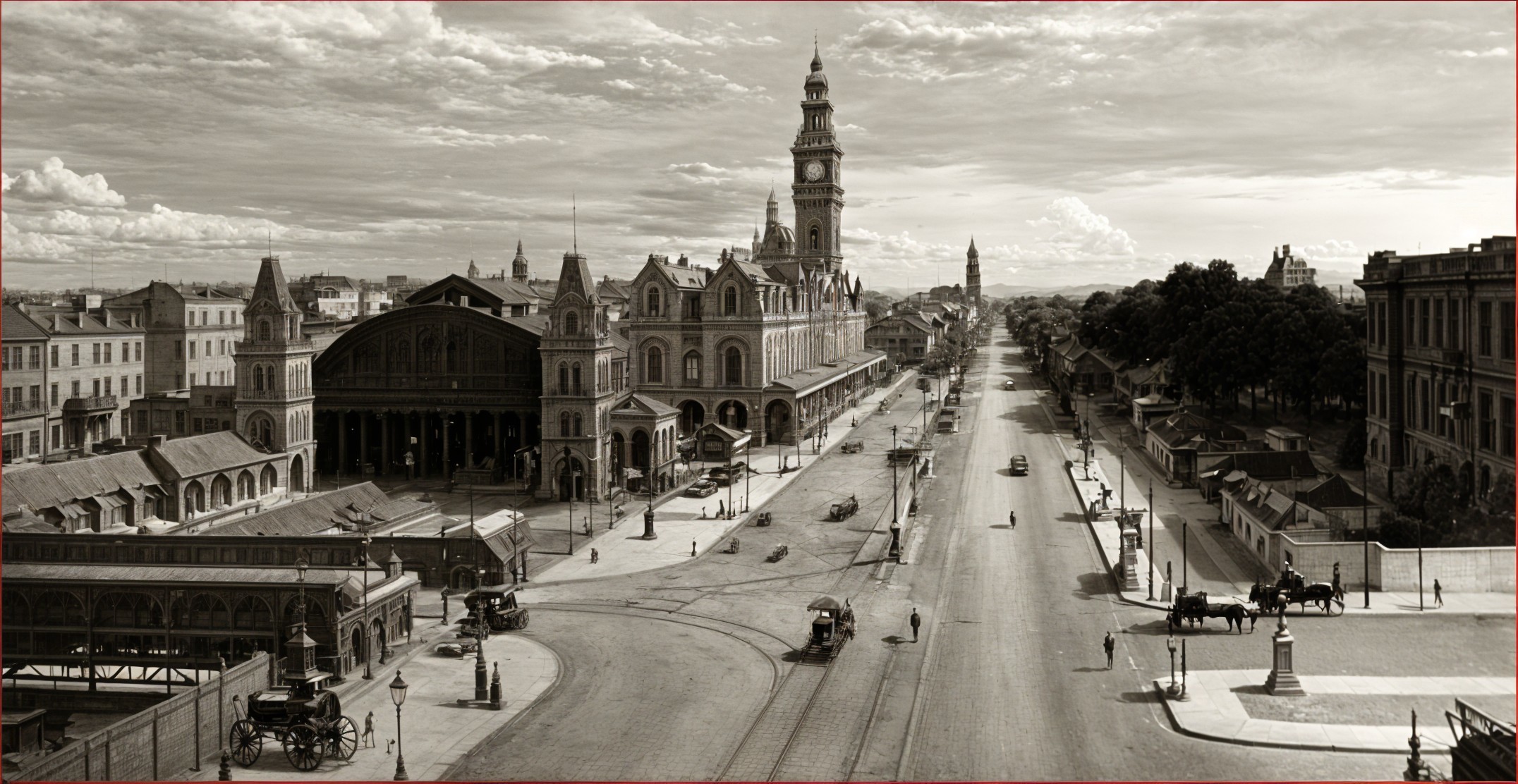 Historical Cityscape with Early 20th Century Architecture