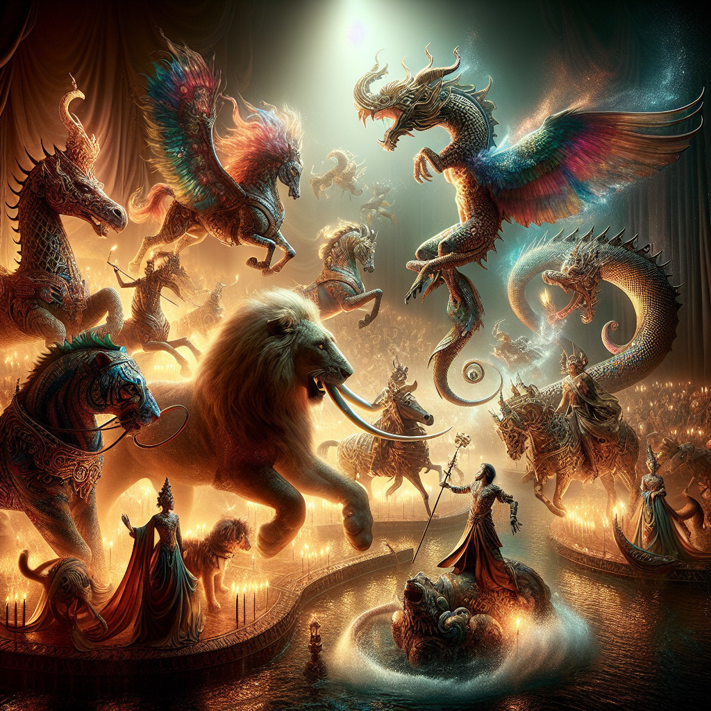 Mythological Creatures in a Mystical Fantasy Scene