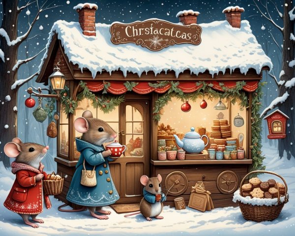 Cozy Winter Scene of Christa's Cattas Shop