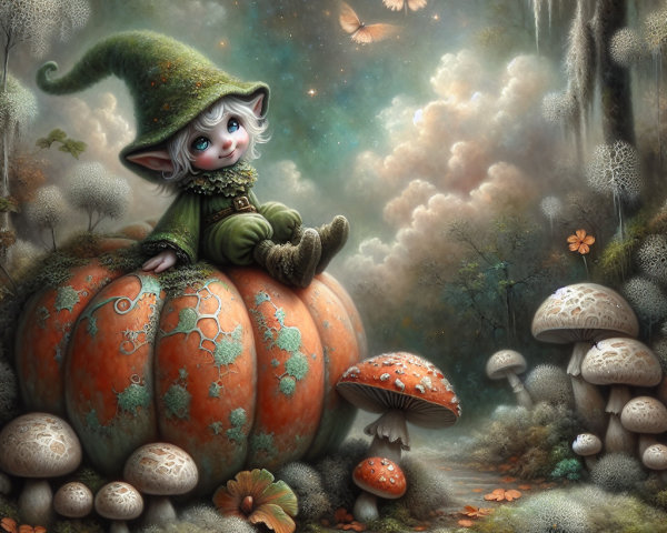 Whimsical Goblin Character in Enchanted Forest Scene