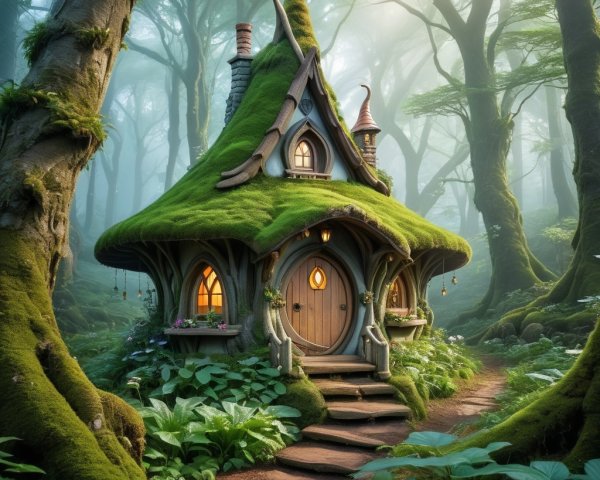 Whimsical Fairy Tale Cottage in Enchanting Forest