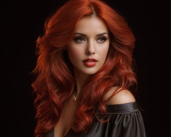 Portrait of a Woman with Vibrant Red Hair and Makeup