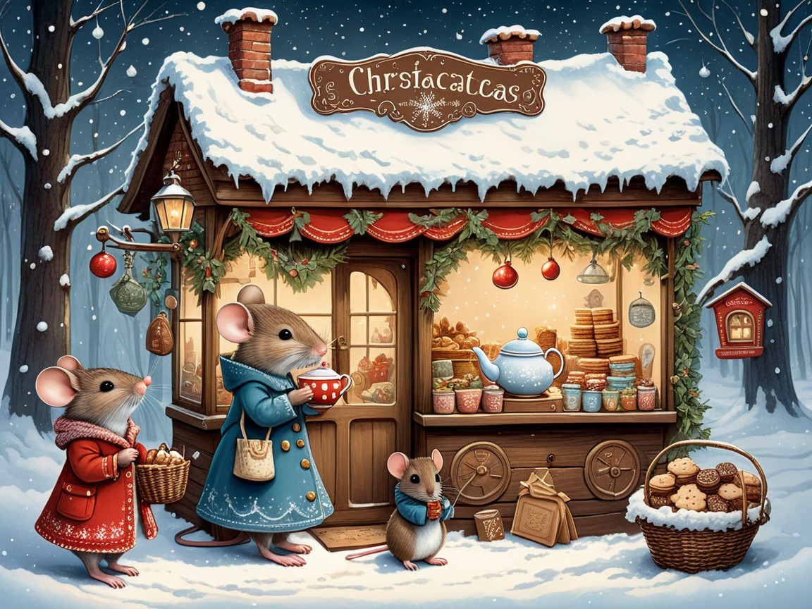 Cozy Winter Scene of Christa's Cattas Shop