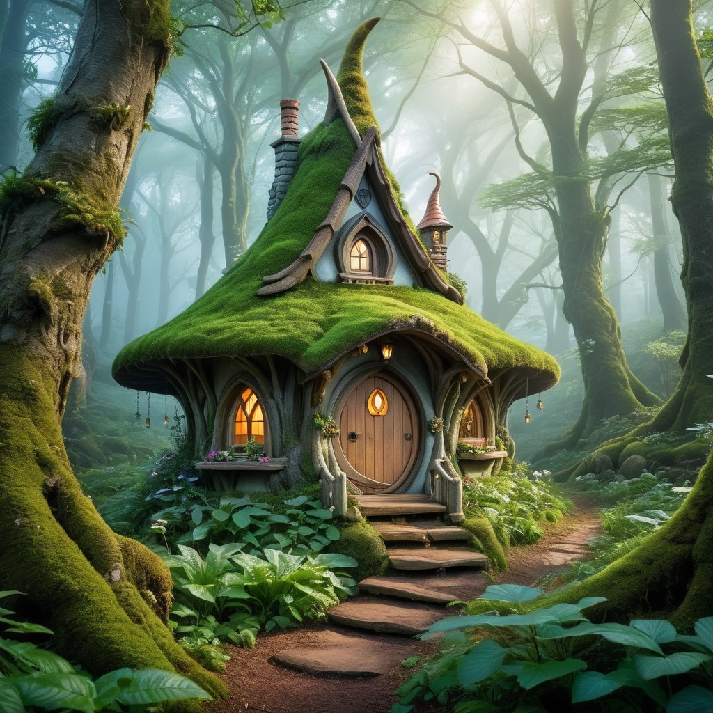 Whimsical Fairy Tale Cottage in Enchanting Forest