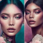 Portraits of a Young Woman with Floral Embellishments