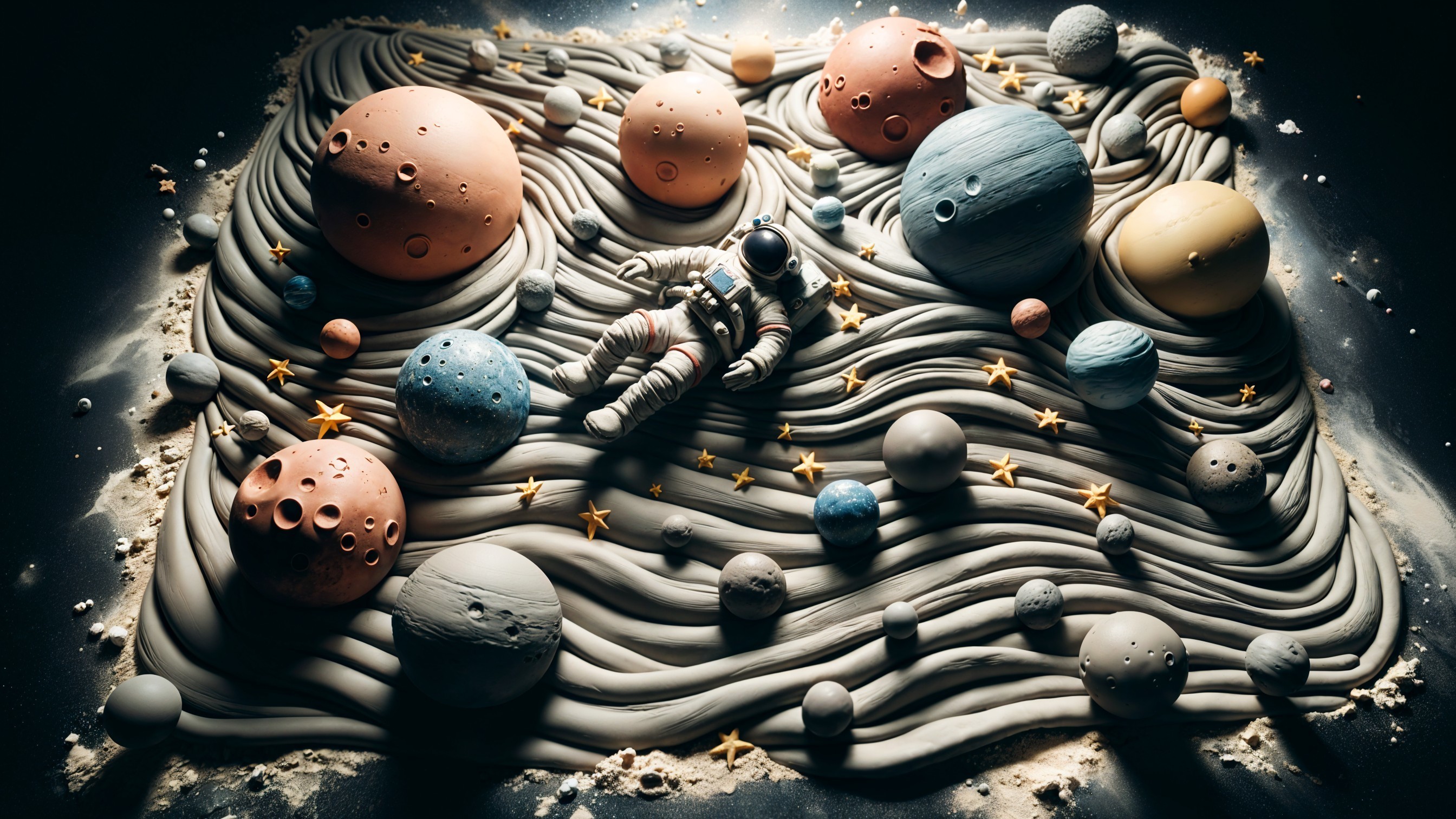 Imaginative Clay Depiction of Astronaut in Space