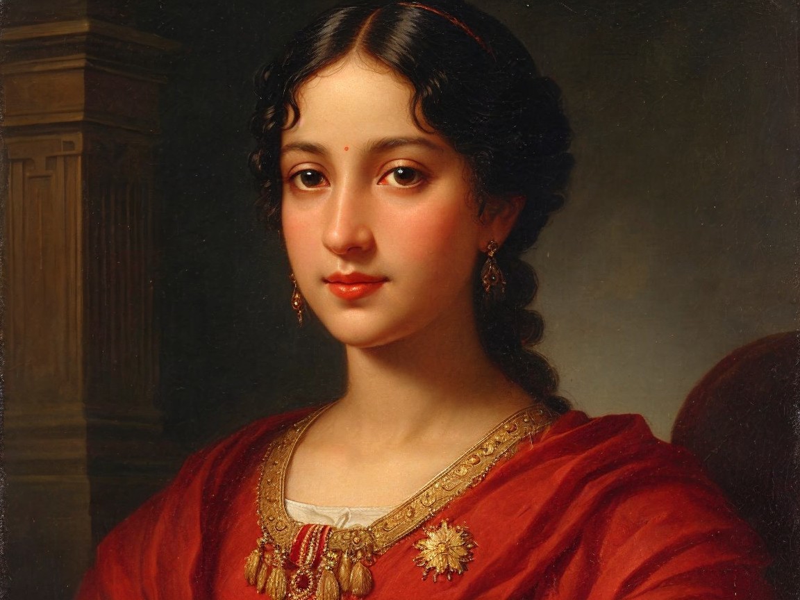 Portrait of a young woman in vibrant traditional attire