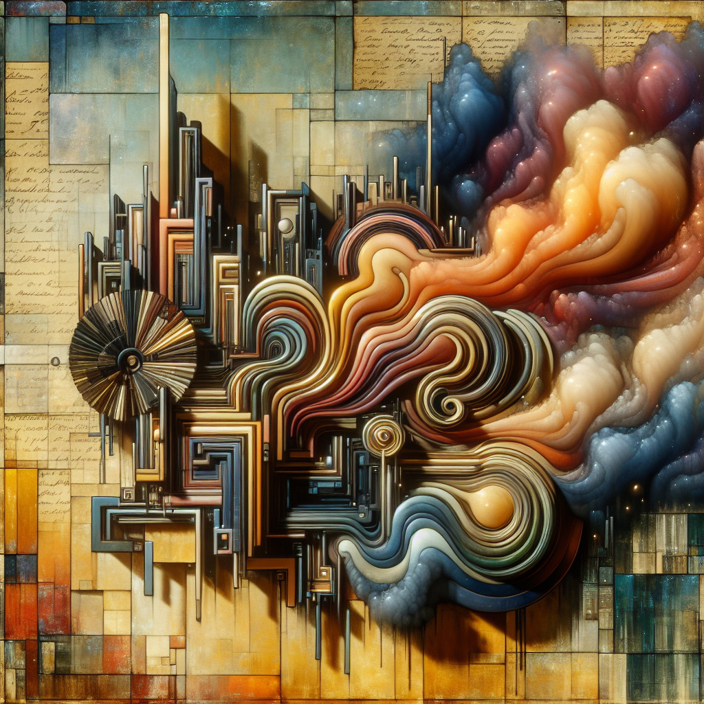 Abstract Cityscape with Colorful Waves and Textures