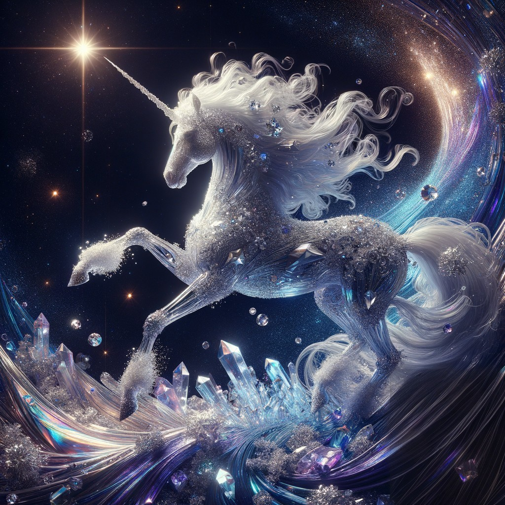 Majestic Unicorn in a Cosmic Colorful Scene