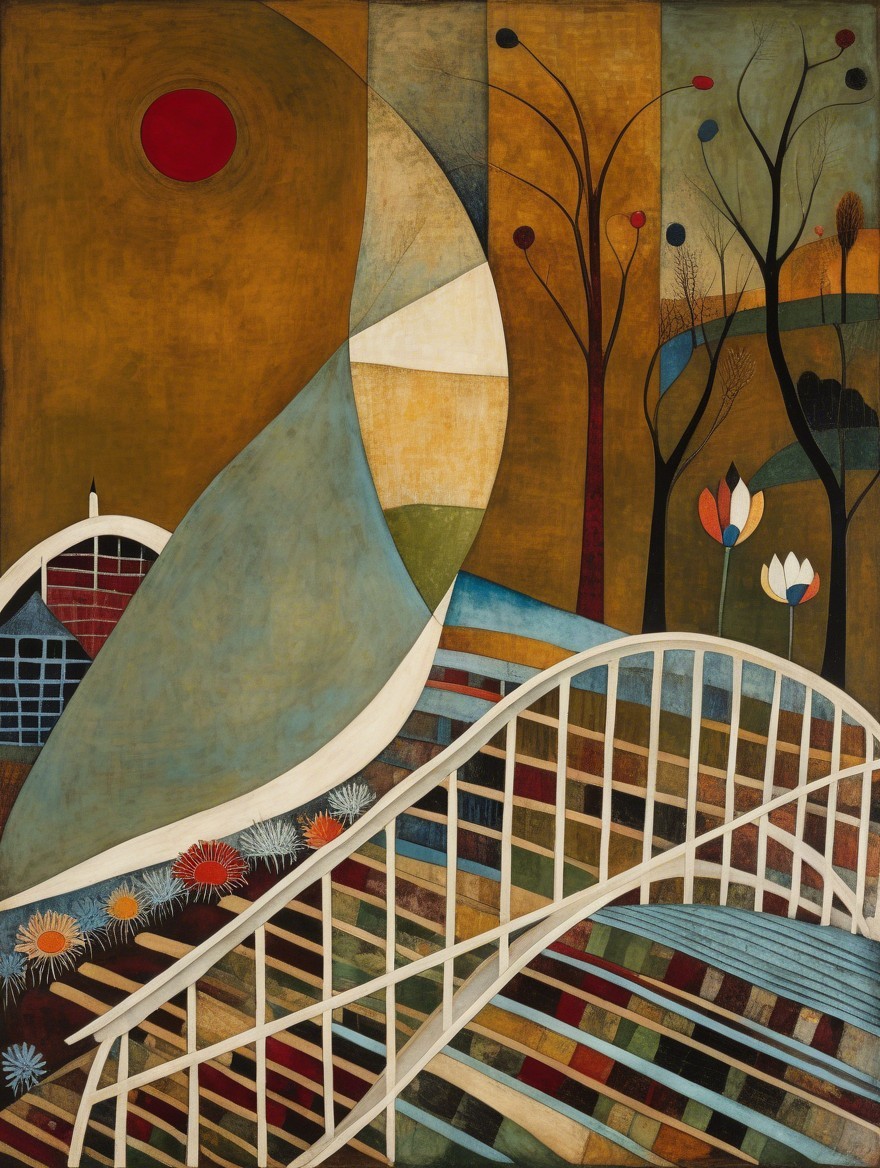 Abstract Landscape with Geometric Shapes and Colors