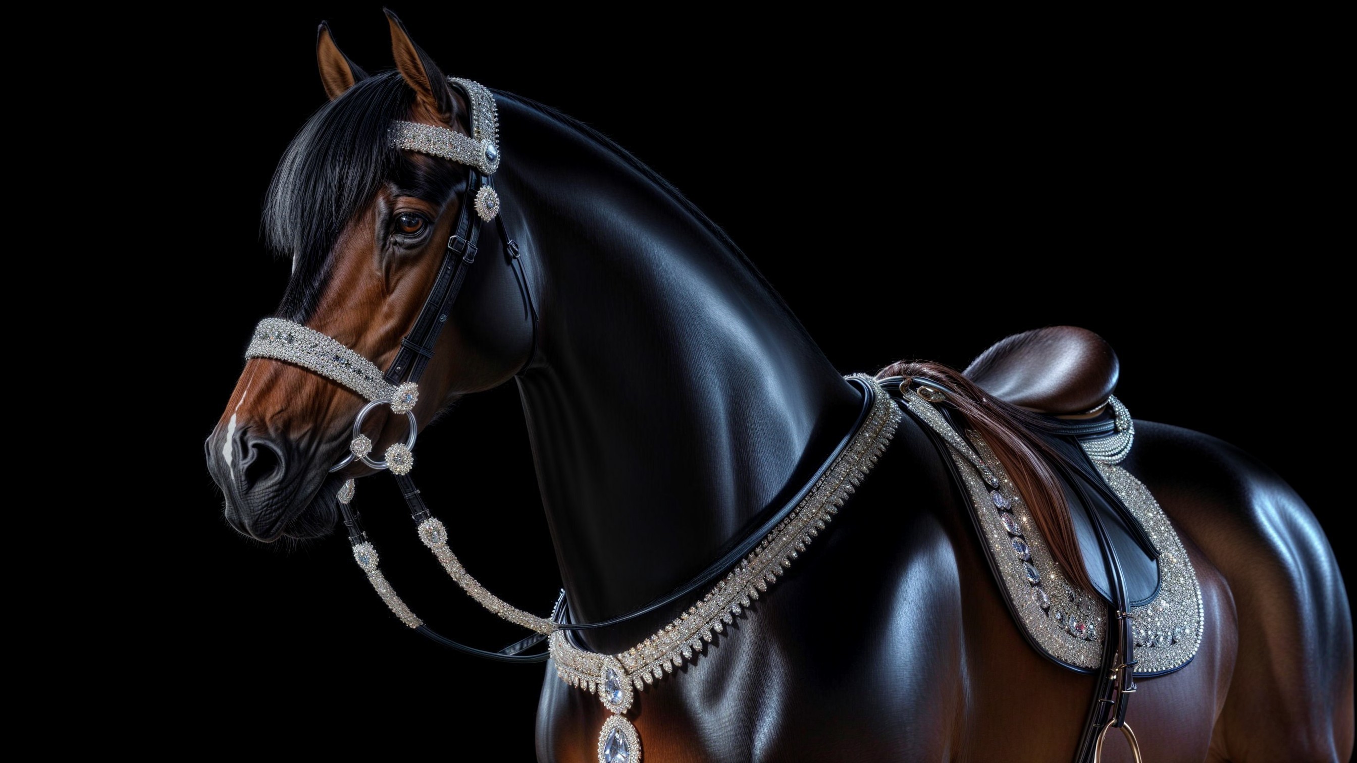 Majestic Horse with Jewelled Bridle and Saddle