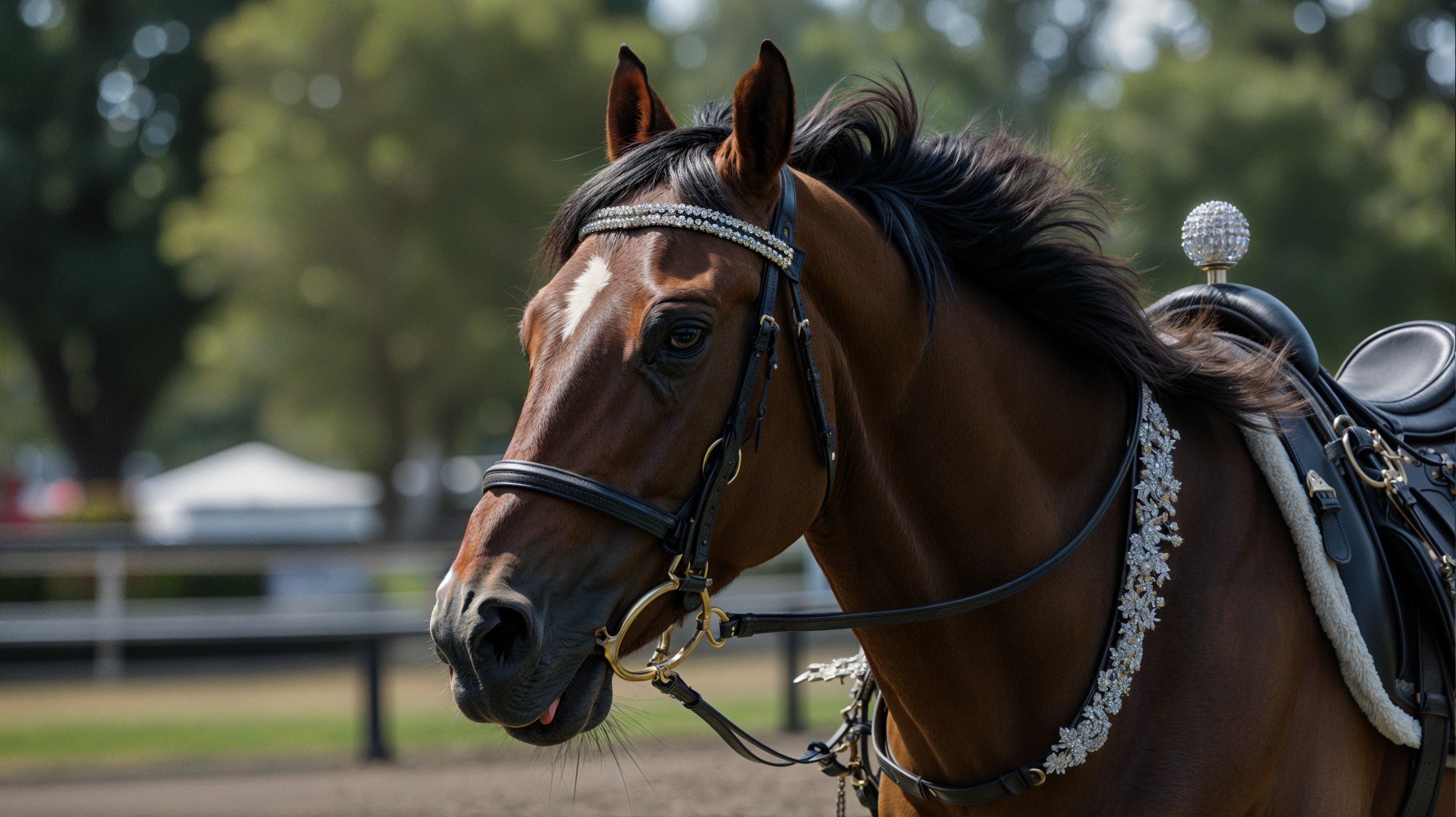 Elegant Brown Horse in Serene Outdoor Setting