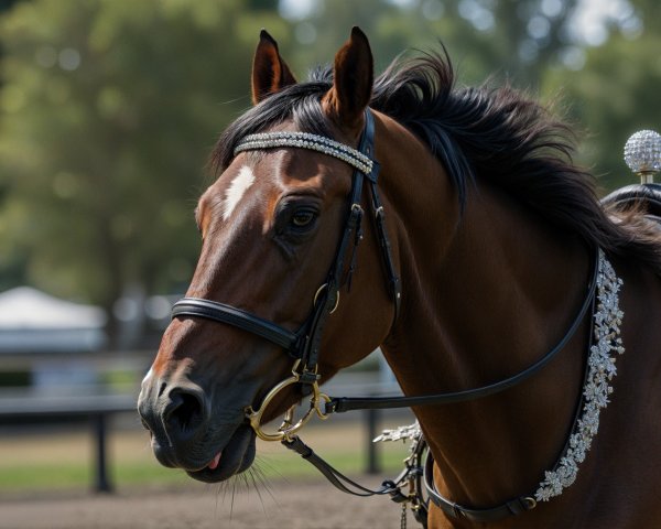 Elegant Brown Horse in Serene Outdoor Setting