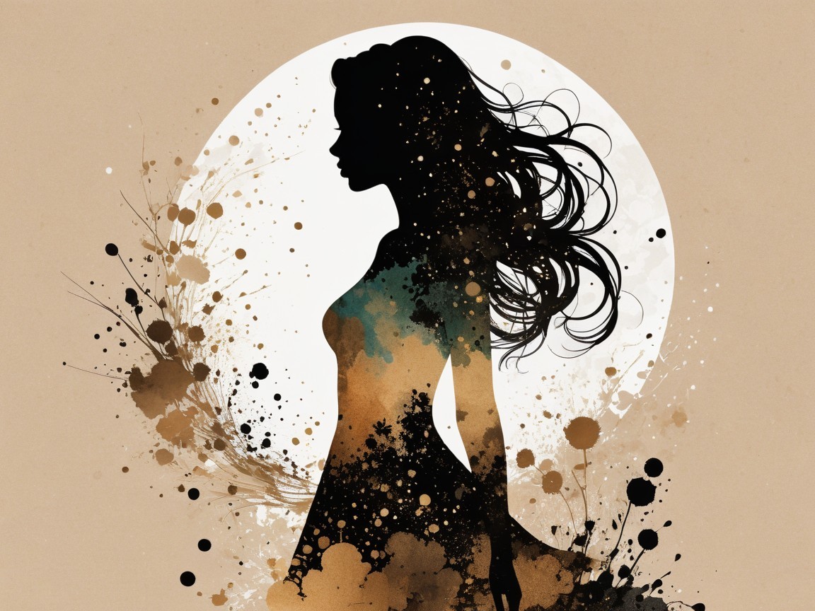 Silhouette of a Woman with Abstract Earthy Background