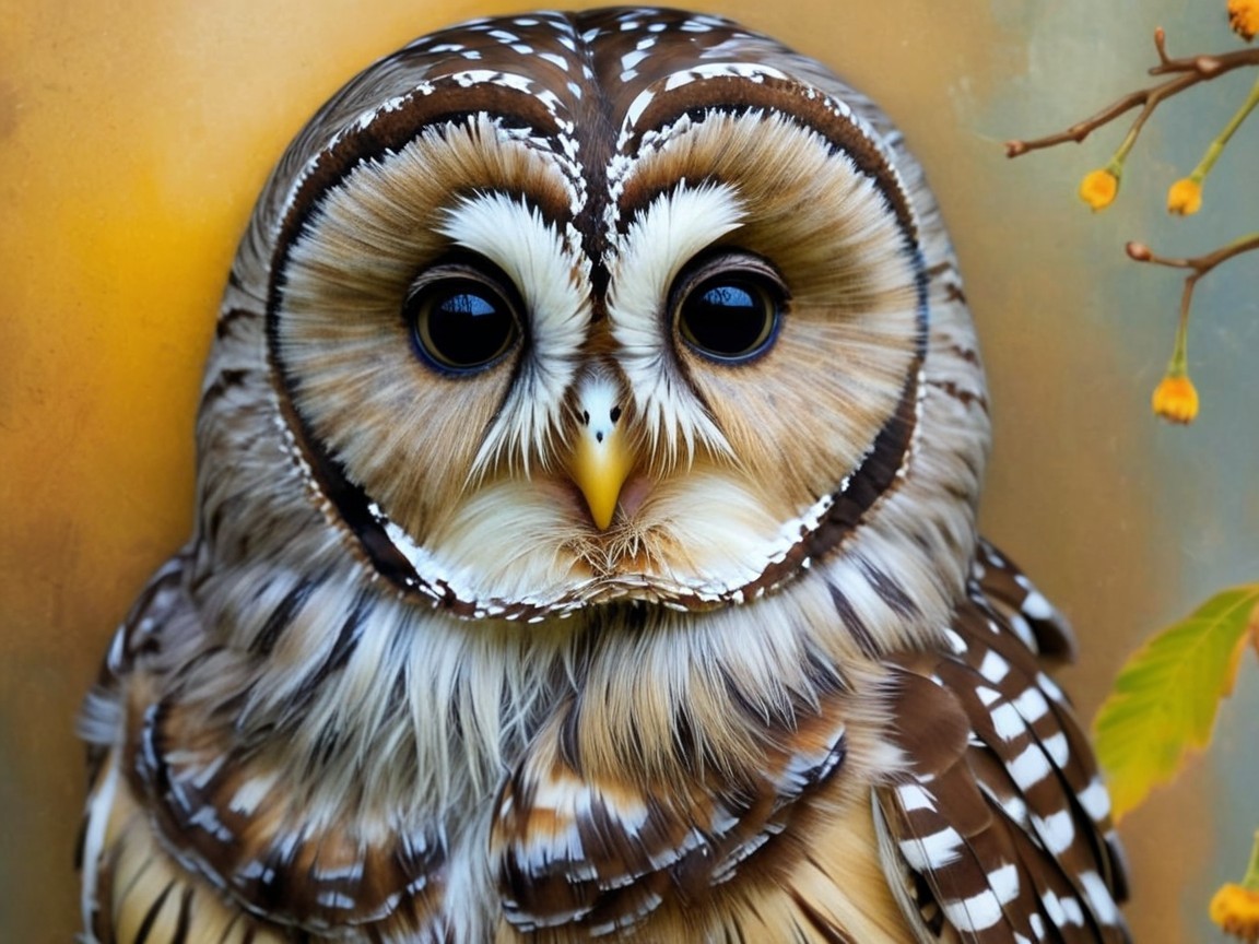 Detailed Owl with Intricate Feather Patterns and Colors