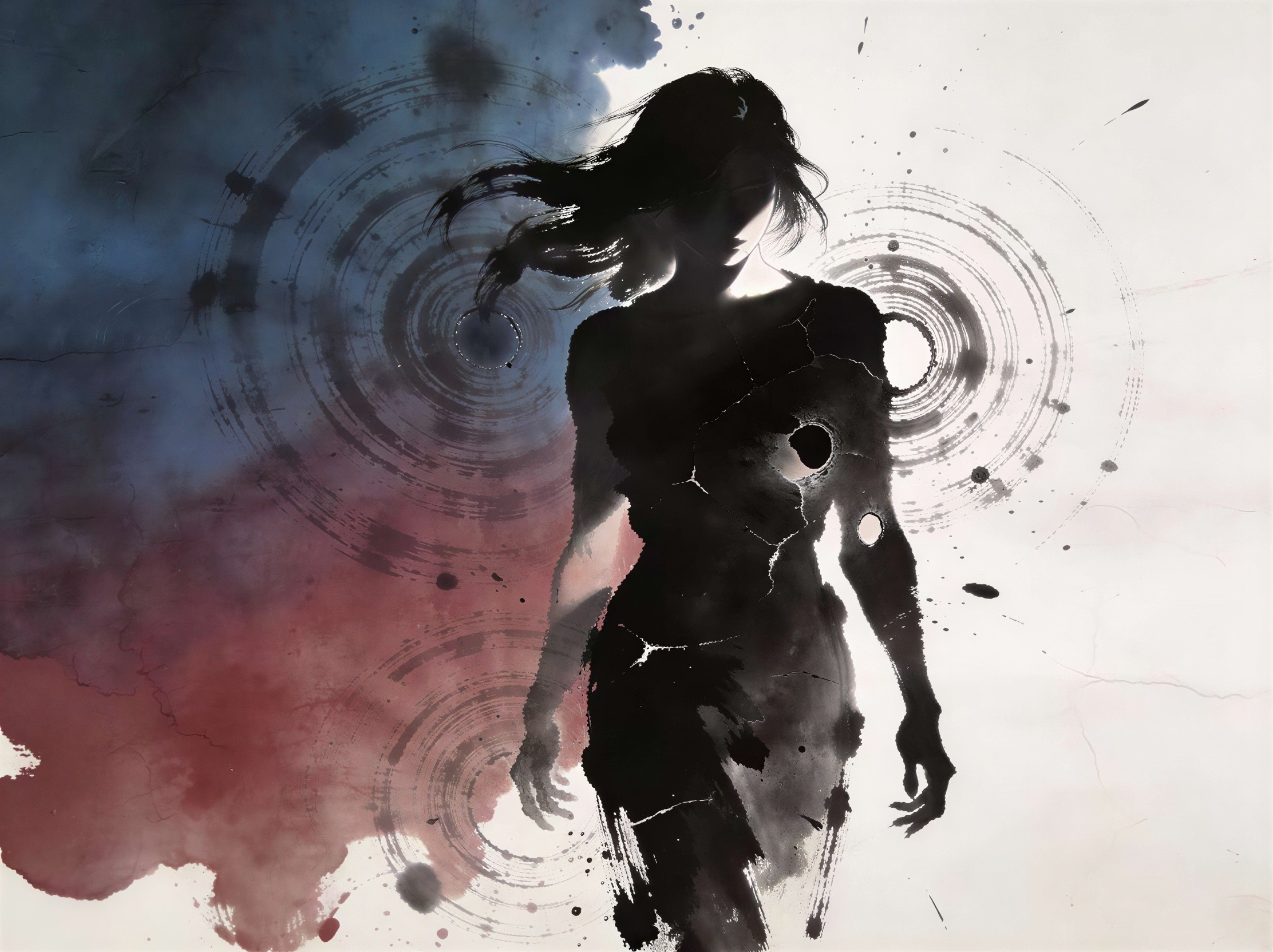 Digital Painting of a Fragmented Woman's Silhouette