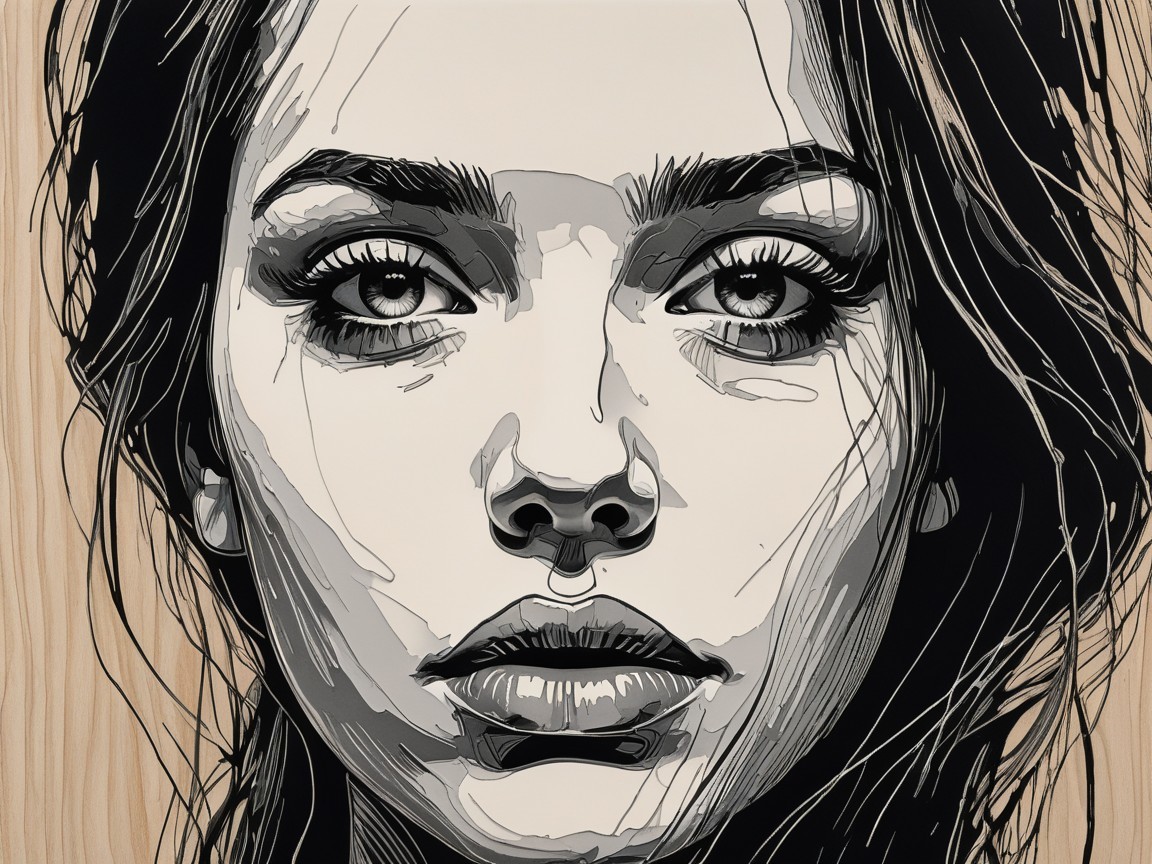 Monochromatic Portrait of a Young Woman with Depth