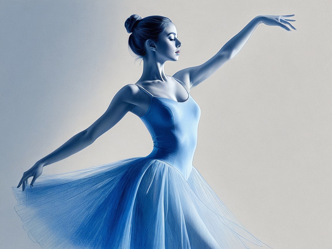 Ballerina in Blue Tutu Posing Gracefully