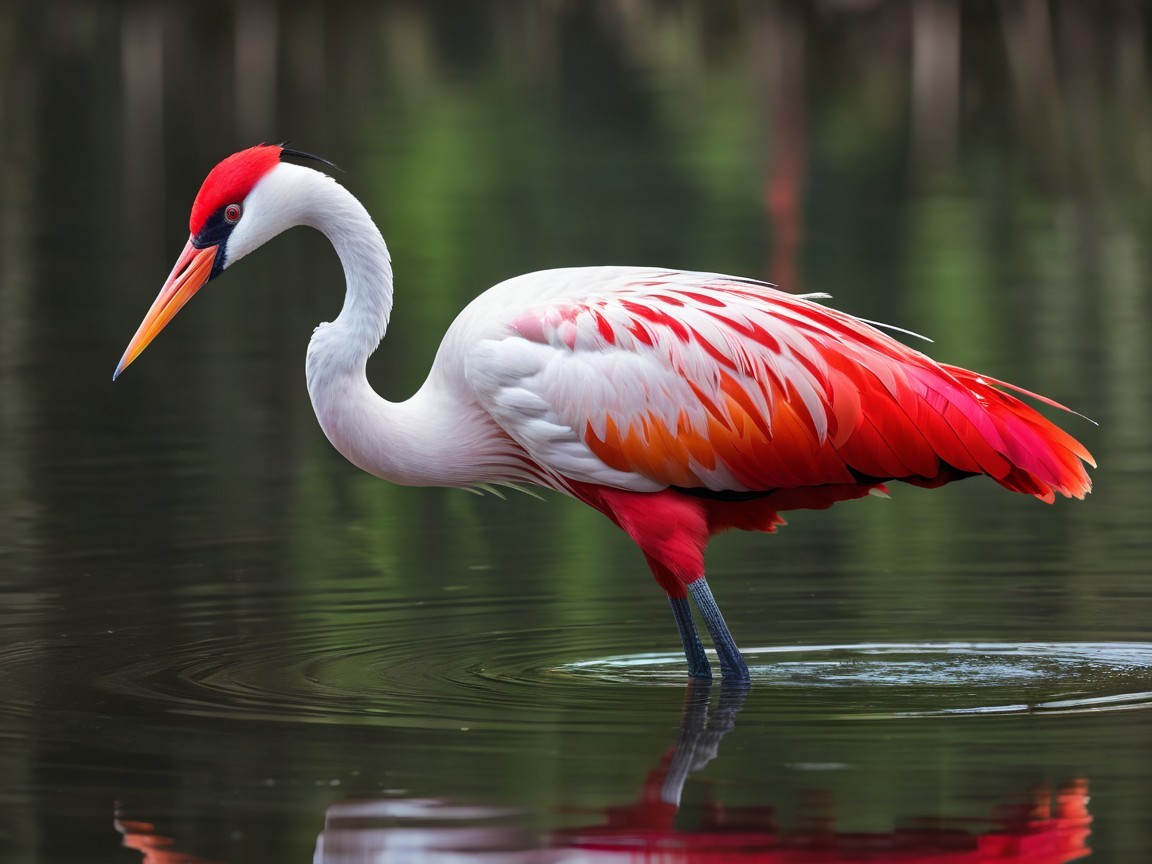 Vibrant Bird with Long Neck in Calm Water Scene