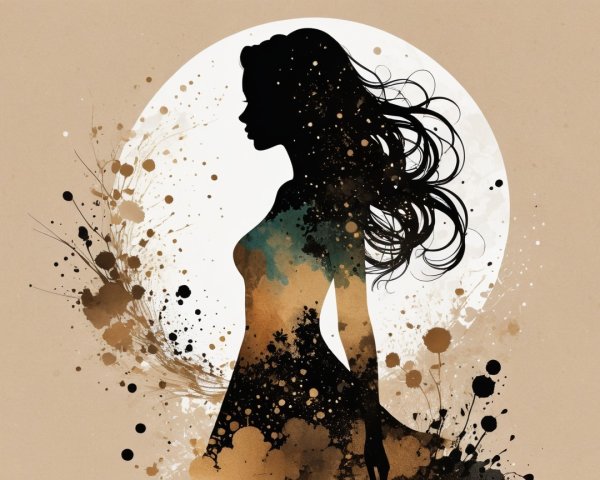 Silhouette of a Woman with Abstract Earthy Background