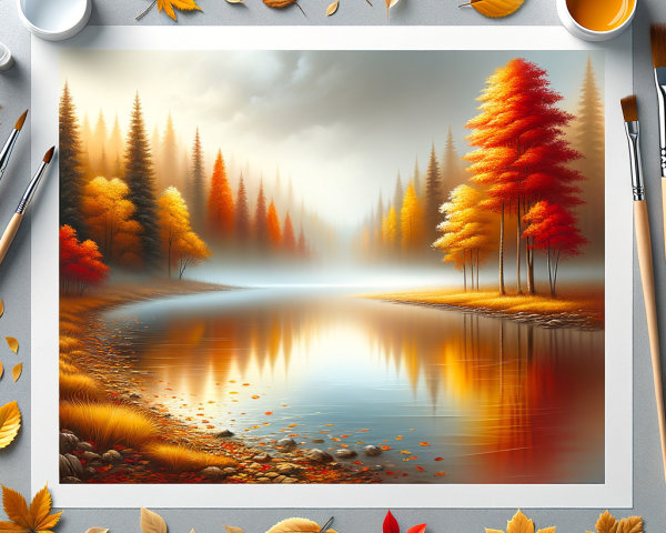 Autumn Landscape with River and Vibrant Foliage