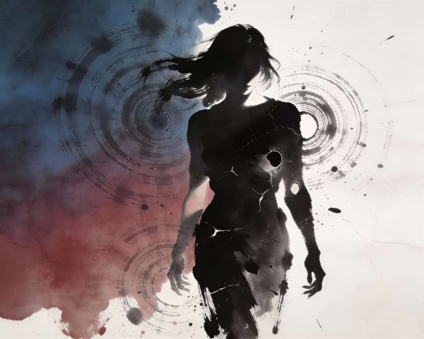 Digital Painting of a Fragmented Woman's Silhouette