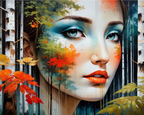 Portrait of a Young Woman with Autumn-Inspired Makeup