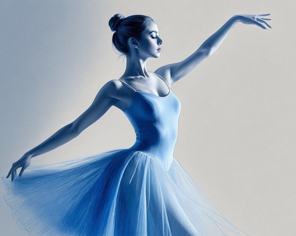 Ballerina in Blue Tutu Posing Gracefully