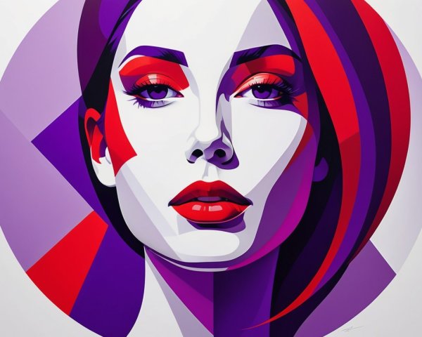 Stylized portrait of a woman with geometric shapes
