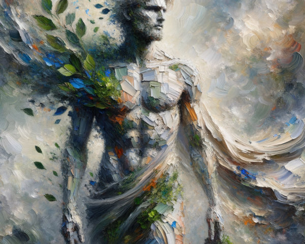 Abstract Figure of a Man in Colorful Backdrop