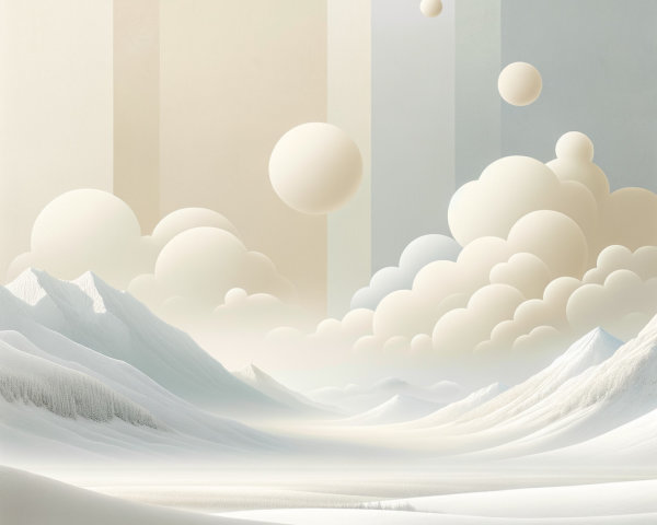 Monochromatic Landscape with Soft Mountains and Clouds