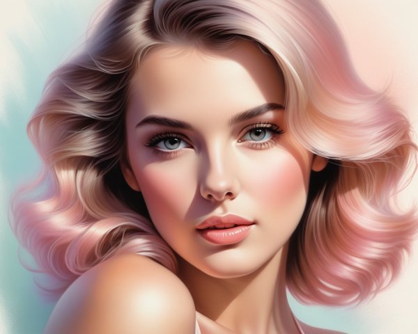 Close-up portrait of a young woman with pink highlights
