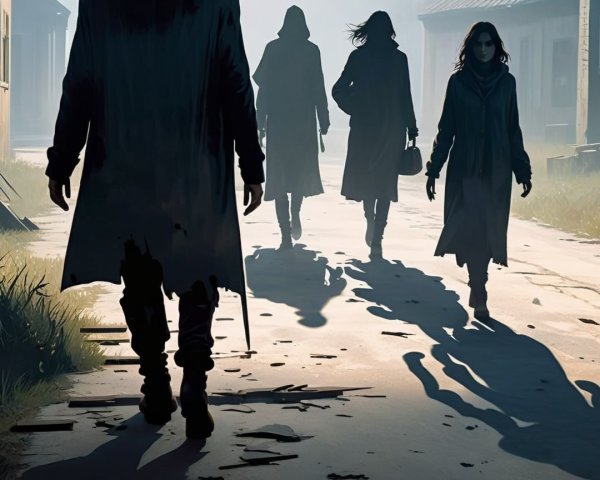 Mysterious Figures on an Abandoned Misty Street